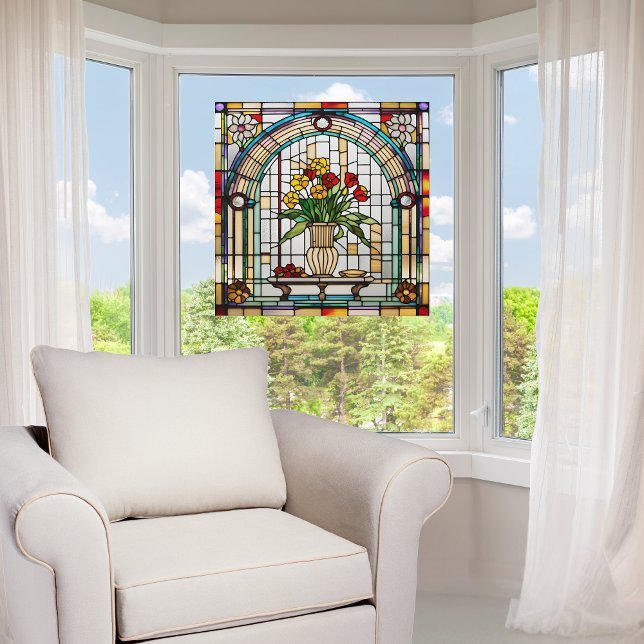  Faux Stained Glass Flowers in a Vase Window Cling (Creator Uploaded)