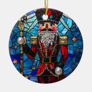 Faux Stained Glass Nutcracker  Ceramic Ornament