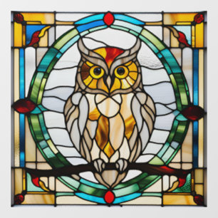 Faux Stained Glass Owl Window Cling