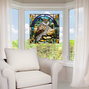 Faux Stained Glass Owl Window Cling
