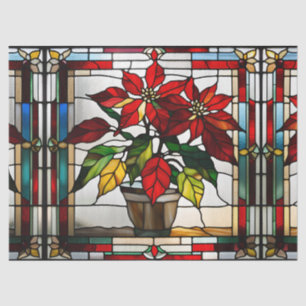 Faux Stained Glass Poinsettia for Decoupage Craft  Tissue Paper