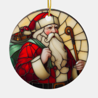 Faux Stained Glass Santa Christmas Ornament 2