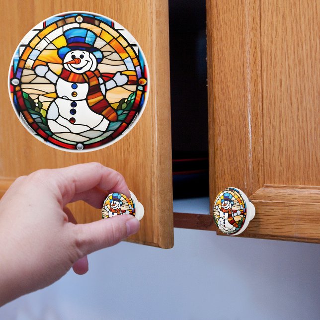 Faux Stained Glass Snowman Ceramic Knob (Creator Uploaded)