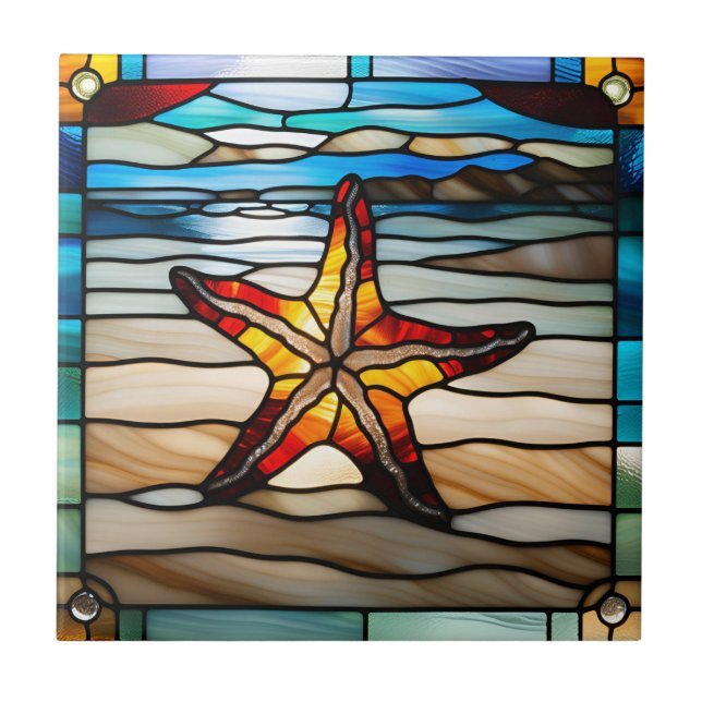 Faux Stained Glass Starfish Tile (Front)