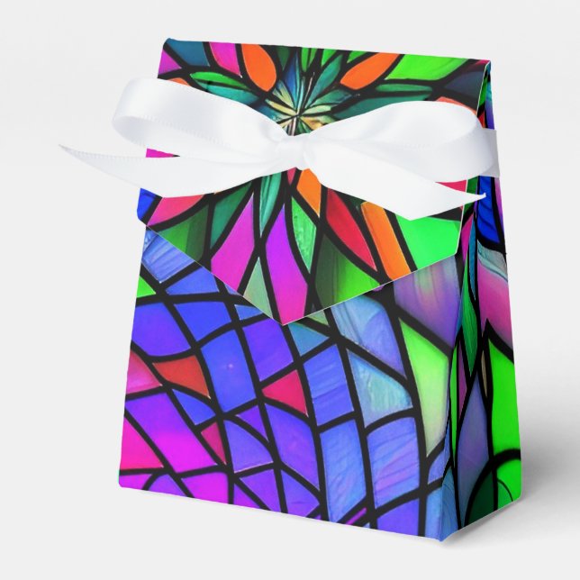 Faux Stained Glass Tent   Favor Box (Front Side)