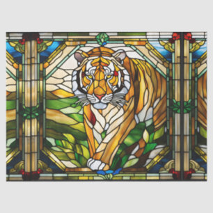 Faux Stained Glass Tiger for Decoupage Craft Tissu Tissue Paper