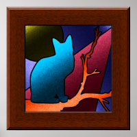 Faux Stained Glass Window Cat Art Poster
