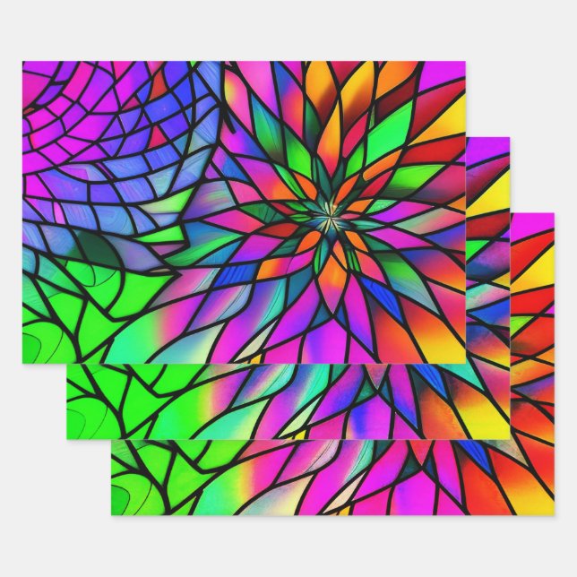 Faux Stained Glass Wrapping Paper Sheet (Set)