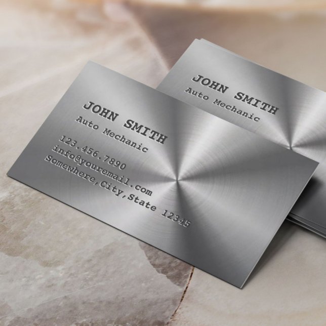 Faux Stainless Steel Auto Repair machinist Business Card (Creator Uploaded)