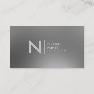 Faux Stainless Steel Inox Metal Look Monogram Business Card