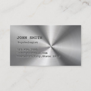 Faux Stainless Steel Psychologist Business Card
