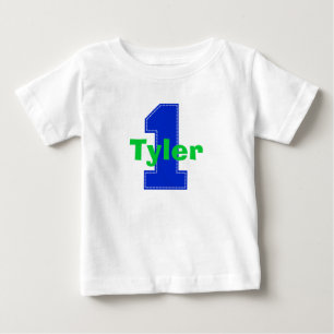 Faux Stitch First Birthday Shirt Blue