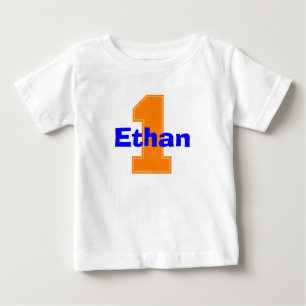 Faux Stitch Orange First Birthday Shirt