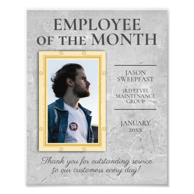 Faux stone employee of the month photo display print (Front)