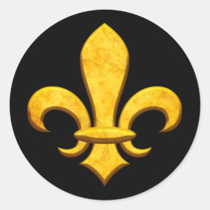 Faux Stone Gold Fleur de lis Classic Round Sticker