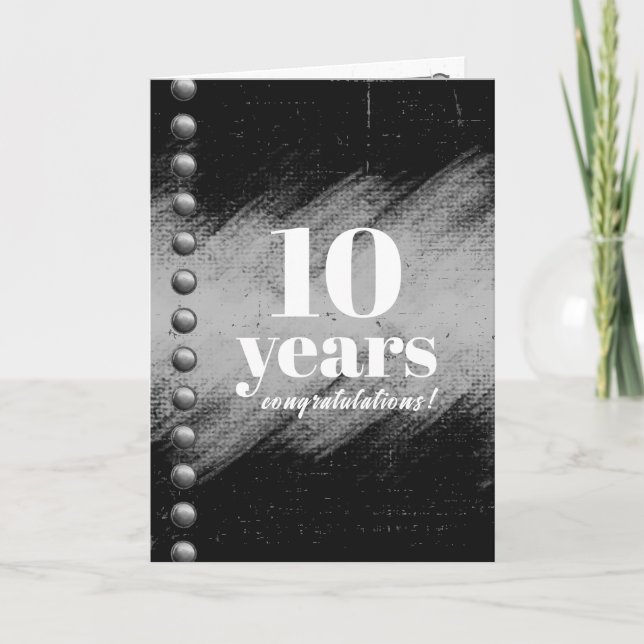 Faux studs universal employee anniversary card (Front)