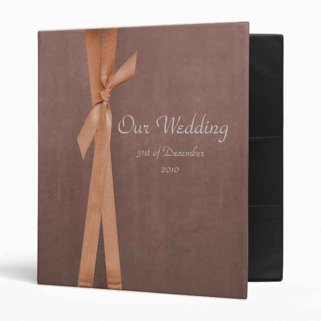 Faux Suede Binder with ribbon Wedding album (Front/Inside)