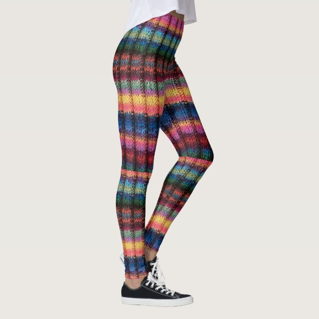 Faux Sweater Leggings - multi-colour stripes (Right)