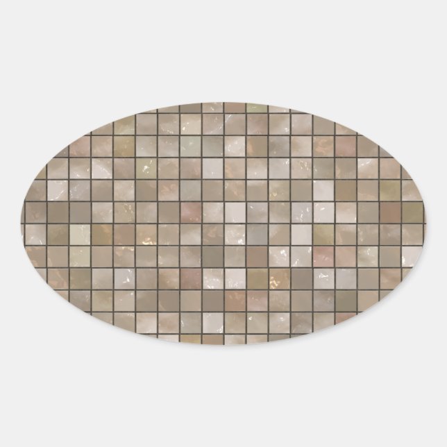 Faux Tan Floor Tile Image Oval Sticker (Front)