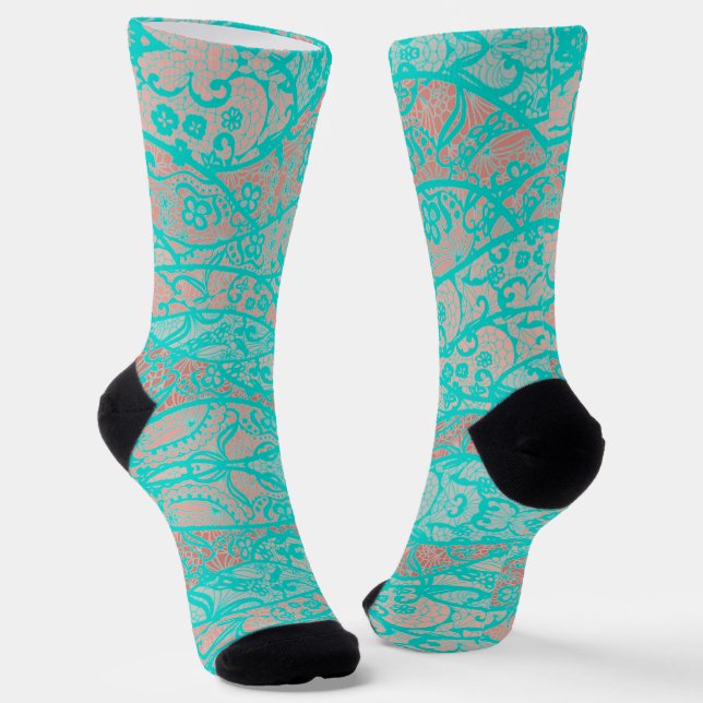 Faux Teal Lace Socks (Angled)
