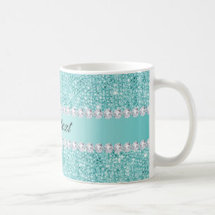 Faux Teal Sequins and Diamonds Coffee Mug