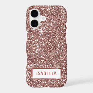 Faux Texture de Paillettes en Or Rose et Nom Perso