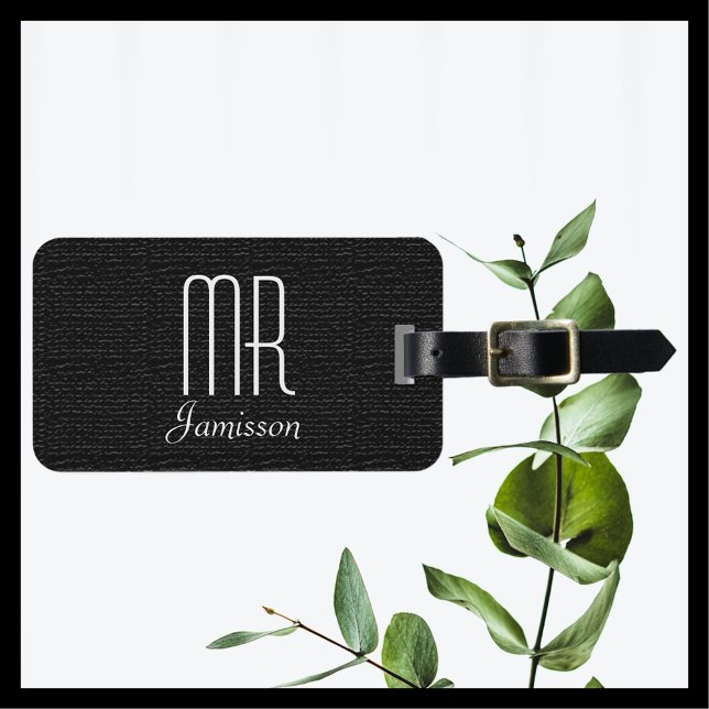 Faux Textured Black Burlap MR Custom Luggage Tag (Creator Uploaded)
