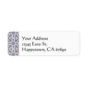Faux Tile Red Blue Pattern Custom Address Label