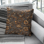 Faux Tooled Brown Leather Western Throw Pillow<br><div class="desc">This design may be personalized by choosing the Edit Design option. You may also transfer onto other items. Contact me at colorflowcreations@gmail.com or use the chat option at the top of the page if you wish to have this design on another product or need assistance with this design. See more...</div>