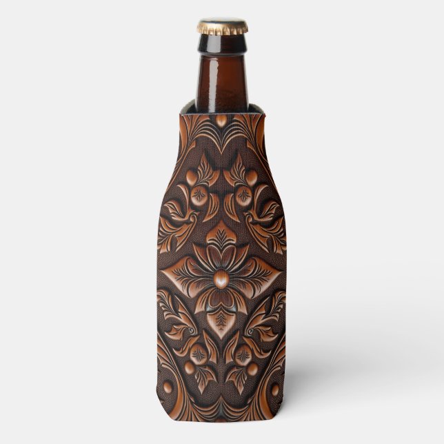 Faux Tooled Leather Bottle Cooler (Bottle Front)