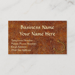 Faux Tooled Leather, Rodeo Bronco Horse Biz Cartes