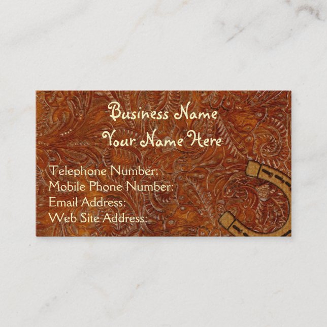 Faux Tooled Leather Western style 3 Cartes de prof (Devant)