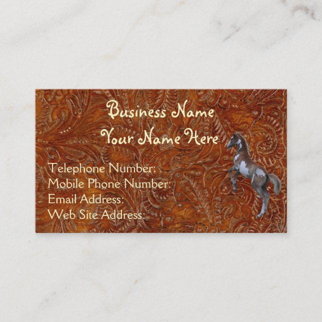 Faux Tooled Leather Western style 3 Cartes de prof (Devant)