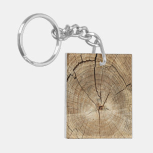 Faux Tree Rings Background Keychain