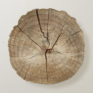 Faux Tree Rings Background Round Pillow