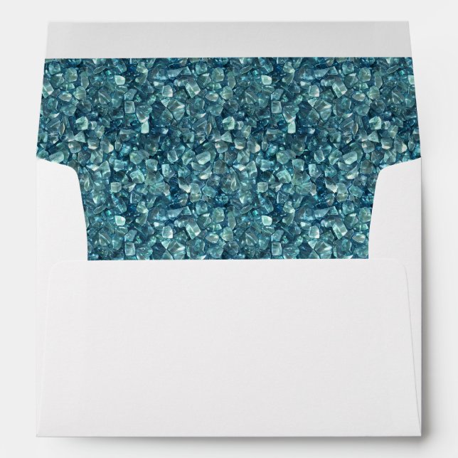 Faux Turquoise Aqua Return Address Envelope (Back (Bottom))