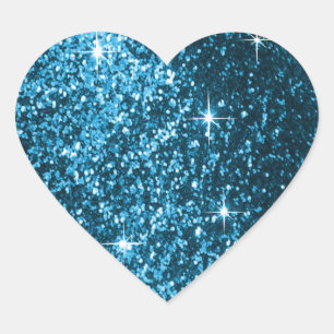 Faux Turquoise Blue Glitter Heart Sticker