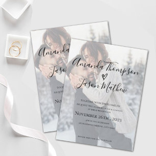 Faux Vellum Effect Photo Wedding Invitation