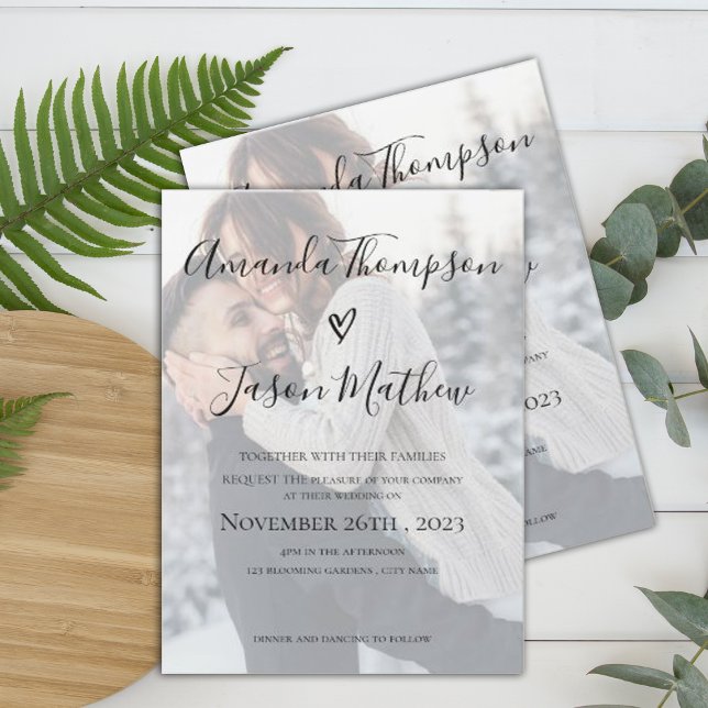 Faux Vellum Effect Photo Wedding Invitation (Creator Uploaded)