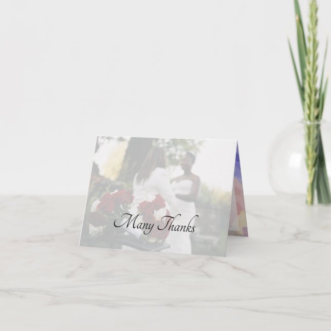 Faux Vellum Effect Photo Wedding Thank You Card (Front)
