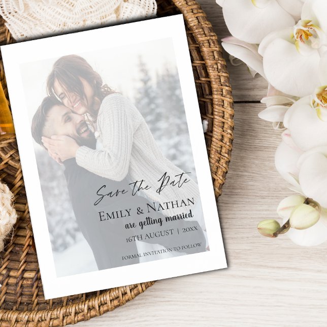 Faux Vellum Effect Wedding Photo Save the Date Magnetic Invitation (Creator Uploaded)