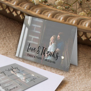 Faux Vellum Effet Mariage photo Carte de remerciem