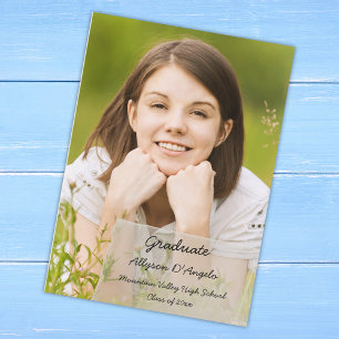 Faux Vellum Overlay Photo Graduation Faire-part