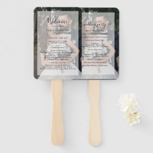 Faux Vellum Photo Modern Elegant Wedding Program Hand Fan
