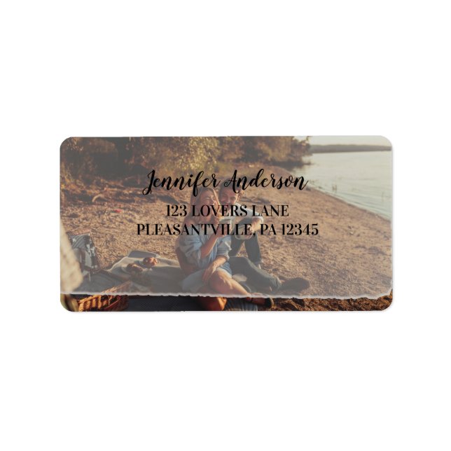 Faux Vellum Photo Overlay Custom Return Address La Label (Front)
