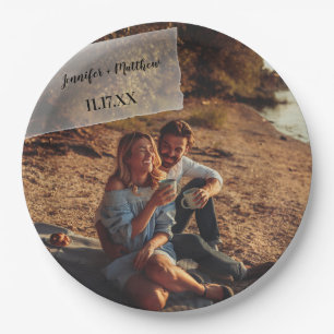 Faux Vellum Photo Overlay Custom Wedding Paper Plate
