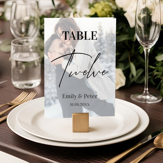 Faux Vellum Photo Wedding Twelve Table Number (Faux Vellum Photo Wedding Twelve Table Number)