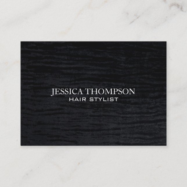 Faux Velvet Black Print Business Card (Front)