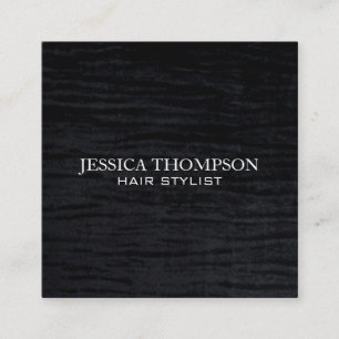 Faux Velvet Black Print Square Business Card
