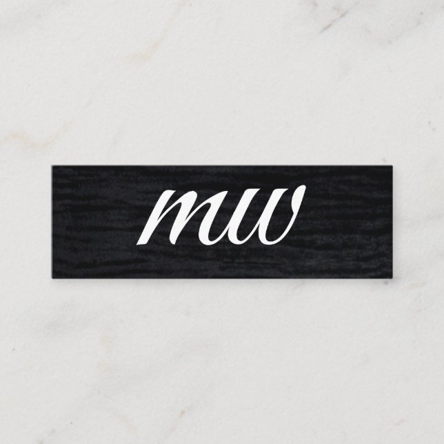 Faux Velvet Black Print with Monogram Mini Business Card (Front)